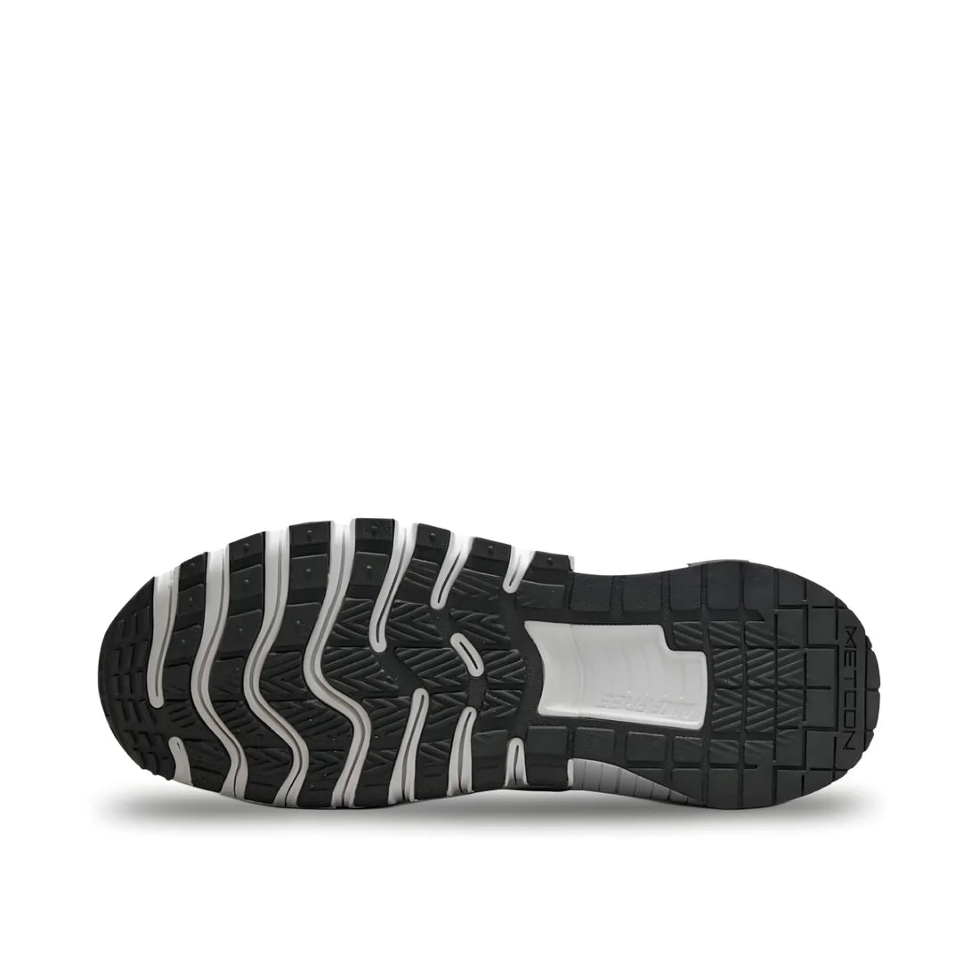 Nike Free Metcon 6 "Grey/White" sole view showing multi-directional grey rubber outsole pattern with white accents