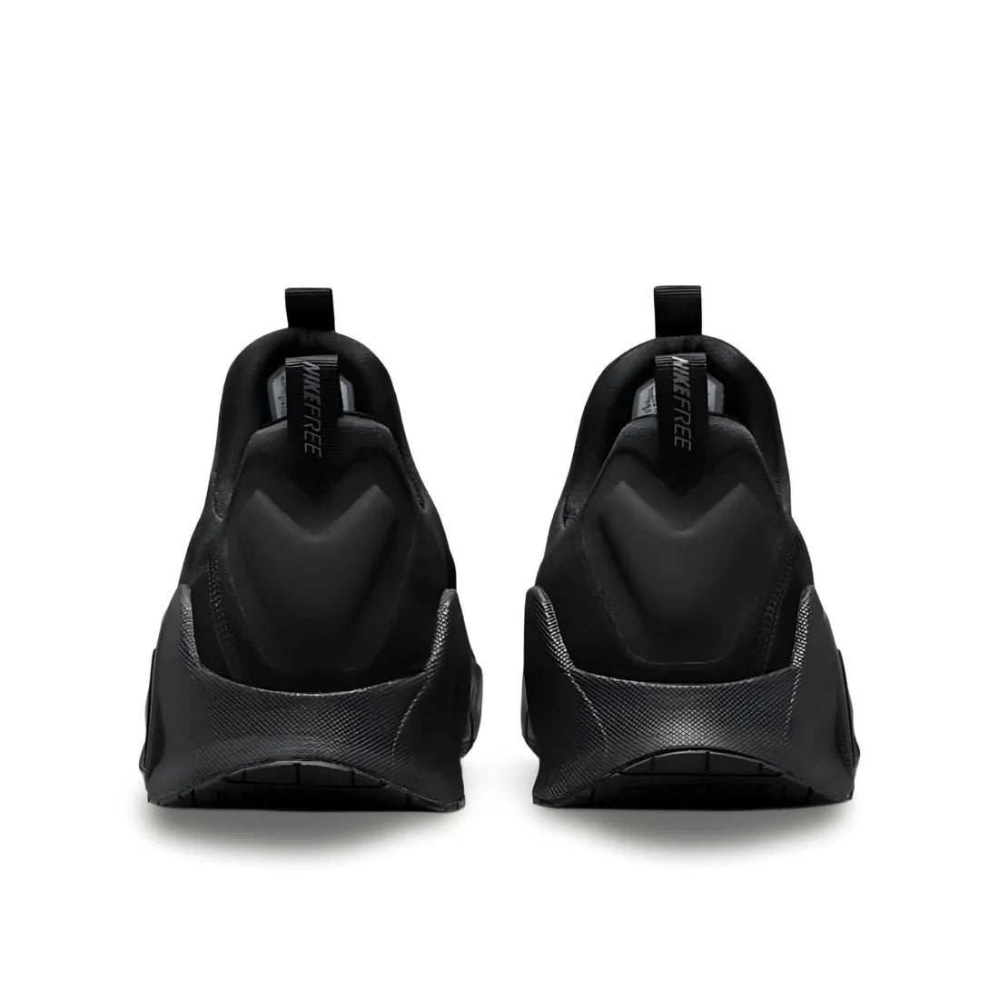 A view of Nike Free Metcon 6 "Full Black" shoe highlighting black mesh upper