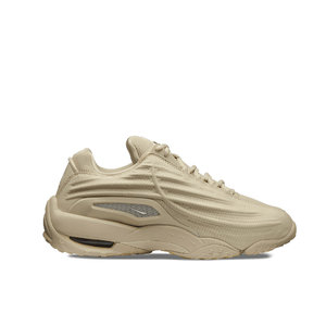 Beige textured leather upper with perforated panels and sculpted midsole