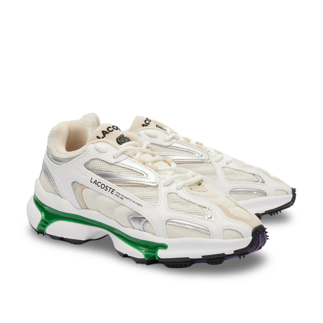 LACOSTE L003 2K24 CREAM WHITE / GREEN SNEAKERS