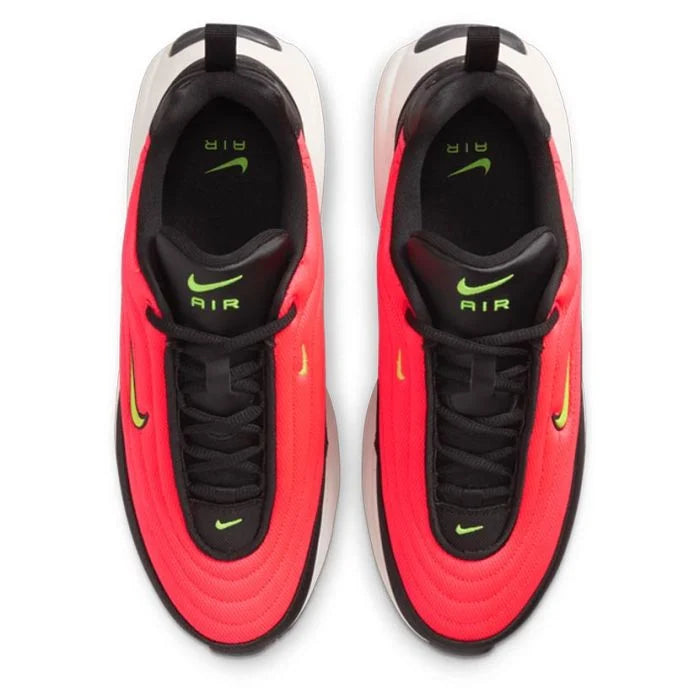 Top-down view of Nike Air Max Portal "Black Volt" shoe highlighting black mesh upper with Volt green accents and laces